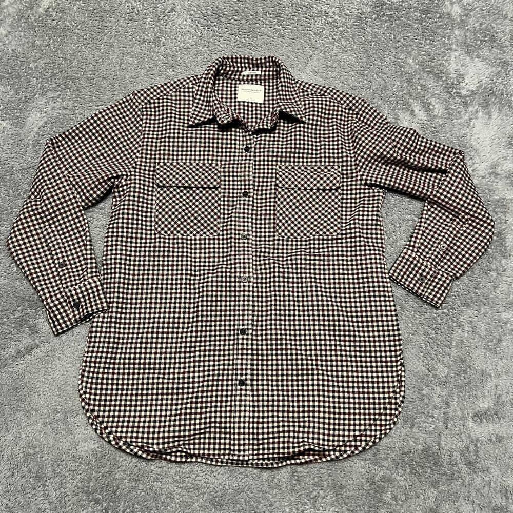 Abercrombie & Fitch Shirt Womens Small Oversized Soft A&F Flannel Plaid Button
